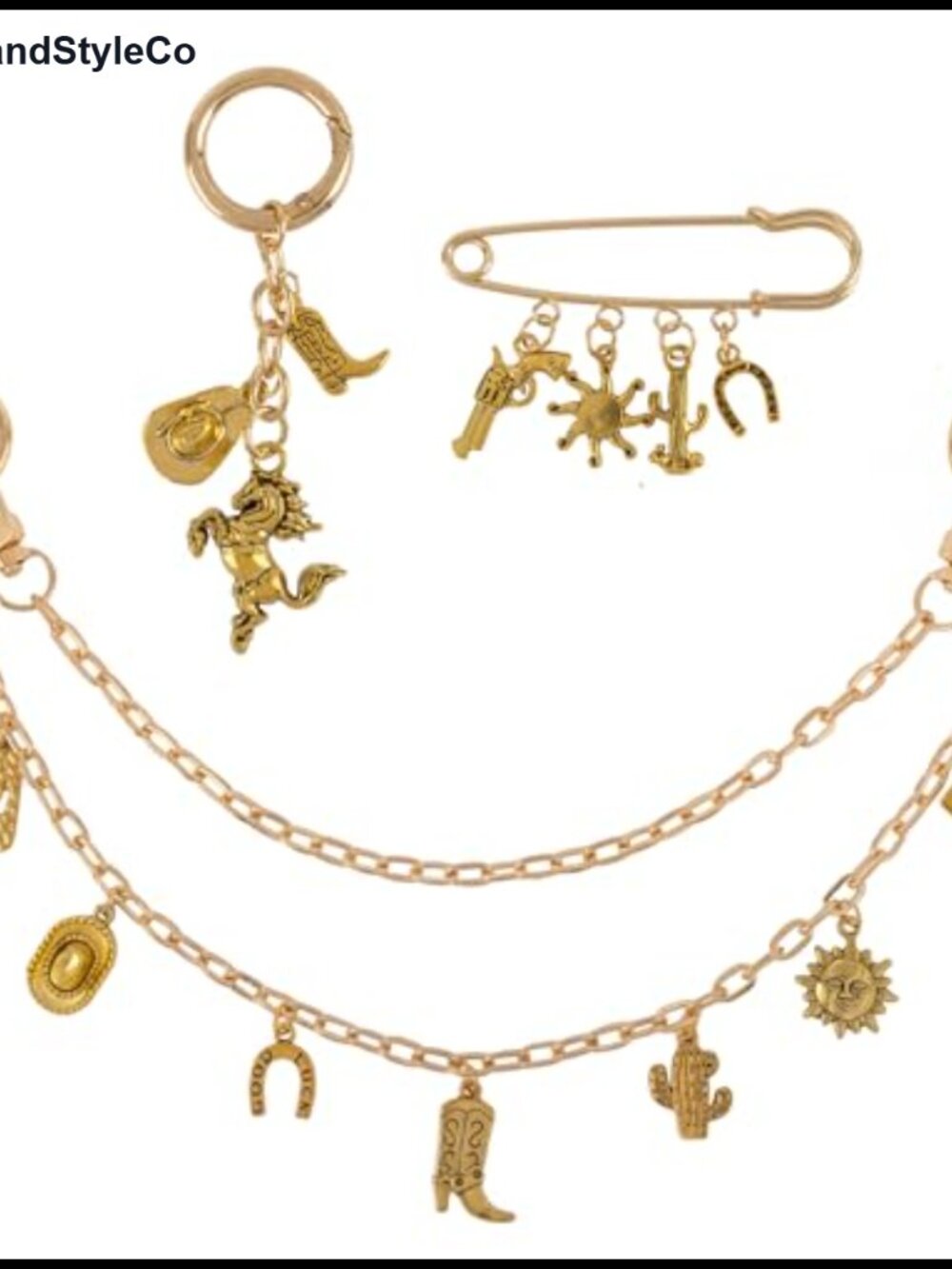 Western Cowboy Purse Chain Bag Charm Set Metal Handbag Accessories 3 Pack